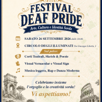 Migliaia di persone Sorde provenienti da tutto il mondo, sfileranno da Piazza della Repubblica al Colosseo, per rivendicare insieme il diritto alla piena accessibilità, fino alla grande festa al Circolo degli Illuminati con il Festival Deaf Pride