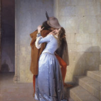 Titolo: Il bacio Autore: Francesco Hayez Anno: 1859 Dimensioni: cm 112 × 88 Inventario: 6335 Materia e tecnica: Olio su Tela Sala: XXXVIII