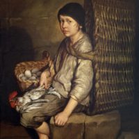 Titolo: Portarolo seduto con cesta a tracolla uova e pollame Autore: Pitocchetto (Giacomo Ceruti) Anno: 1735 circa Dimensioni: cm 130 x 95 Inventario: 5650 Materia e tecnica: Olio su Tela Sala: XXXVI