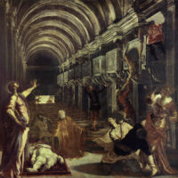 Titolo: Il Ritrovamento del corpo di San Marco Autore: Tintoretto (Jacopo Robusti) Anno: 1562 - 1566 Dimensioni: cm 396 x 400 Inventario: 5959 Materia e tecnica: Olio su Tela Sala: IX